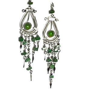 ☀️WEEKEND SALE☀️Bright green and silver toned earrings